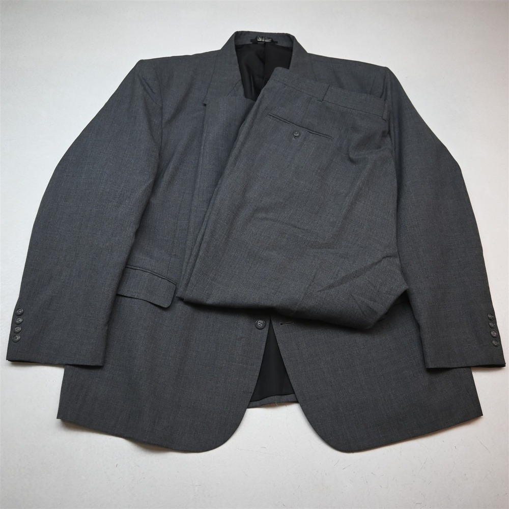 London Square 52R 44x29 Gray Wool Blend Mens Jacket Pants Suit